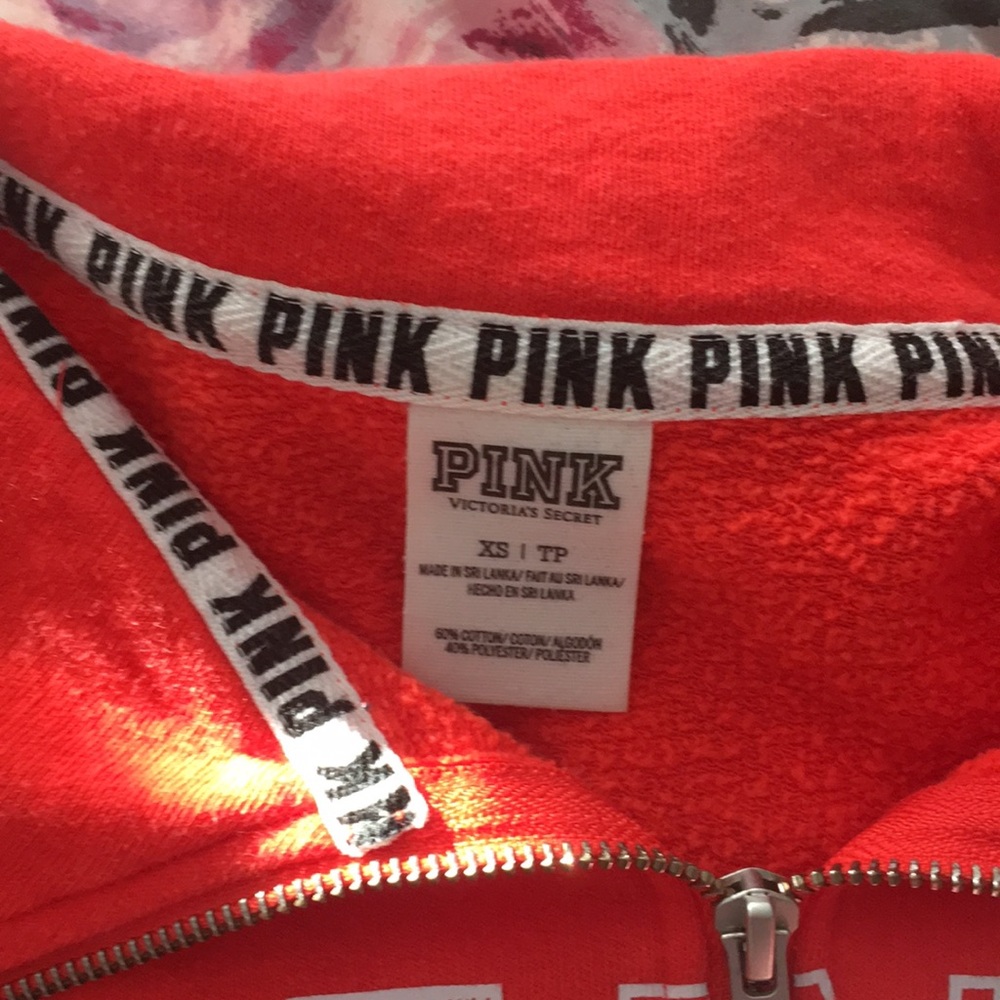 Orange Victoria Secret Pink Half Zip Sweatshirt - Picture 2 of 3
